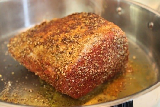 Coriander, paprika, salt and pepper rubbed beef