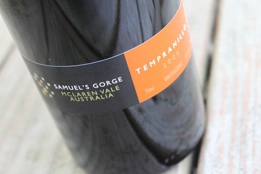 Samuel’s Gorge Tempranillo from McLaren Vale, Australia..