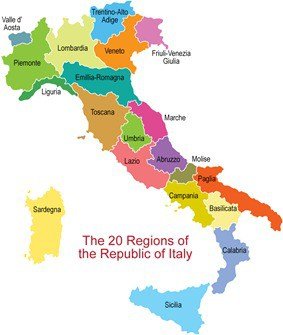 Italy Wine Map.
